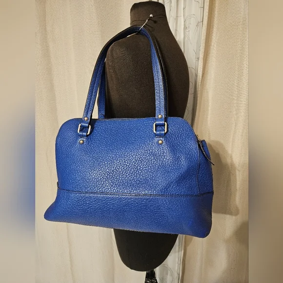 Kate Spade Glove Court Lainey 14 Karat Plated Blue Leather Double Zip Purse Bag - Picture 12 of 16